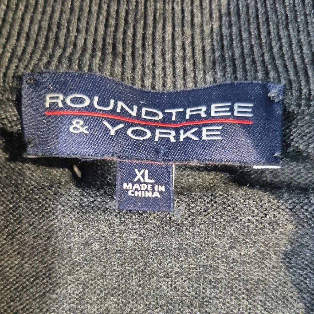 Roundtree & Yorke Gray Zip Up Long Dleeve Mens Sweater with Standing Collar - Picture 2 of 12